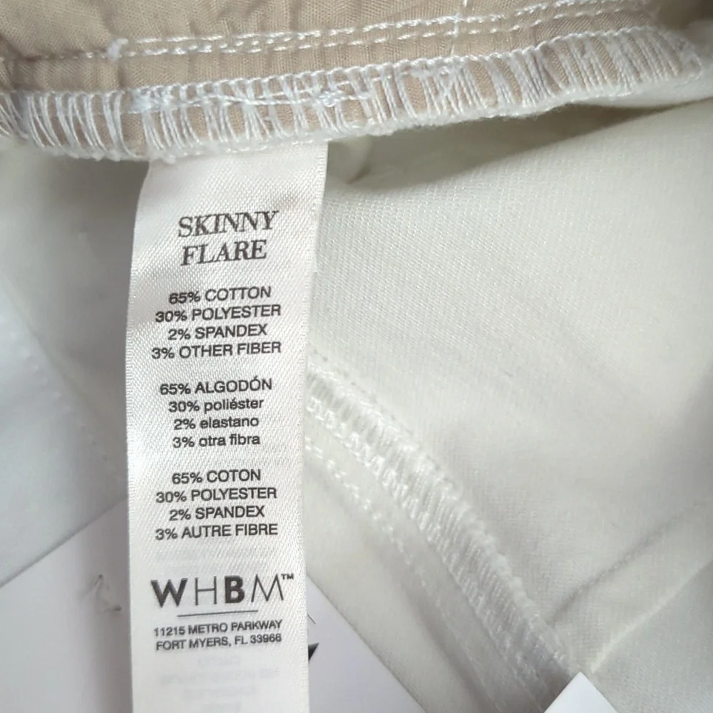NWT WHBM Mid-Rise Essential Slimmer Mid-Rise Skinny Flare White Jeans 8S